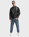Shop Men's Black PU Jacket-Full