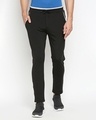 Shop Men's Black Solid Regular Fit Track Pants-Front