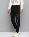 Shop Men's Black Solid Slim Fit Joggers With Printed Detail-Design