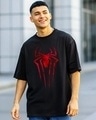 Shop Men's Black Spider Blend Graphic Printed Oversized T-shirt-Front