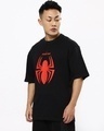 Shop Men's Black Spider Man Chest Printed Oversized Fit T-shirt-Design