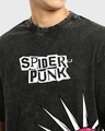 Shop Men's Black Spider Punk Graphic Printed Oversized Acid Wash T-shirt