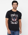 Shop Men's Black Miles Morales Spidey Senses  Marvel Typography T-shirt (Glow In The Dark)-Front
