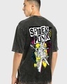 Shop Men's Black Spiderman Punk Edition Graphic Printed Oversized Acid Wash T-shirt-Front