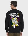 Shop Men's Black Spiderman Punk Edition Graphic Printed Oversized Sweatshirt-Front