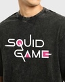 Shop Men's Black Squid Game Graphic Printed Oversized Acid Wash T-shirt