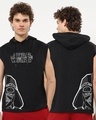 Shop Men's Black Star Wars Oversized Hoodie Vest-Front