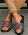 Shop Men's Black Still Kickin Printed Velcro Sliders-Front