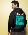 Shop Men's Black Story Ends Typography Hoodies-Front