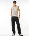 Shop Men's Black Straight Fit Cargo Jeans-Full