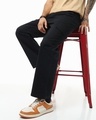 Shop Men's Black Straight Fit Cargo Pants-Front