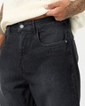 Shop Men's Black Applique Straight Fit Washed Mid-Rise Jeans