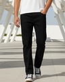 Shop Men's Black Straight Fit Mid-Rise Jeans-Front