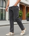 Shop Men's Black Washed Straight Fit Mid-Rise Jeans-Front
