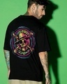 Shop Men's Black Straw Hat Crew Graphic Printed Oversized T-shirt-Front