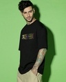 Shop Men's Black Straw Hat Crew Graphic Printed Oversized T-shirt-Full