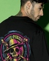 Shop Men's Black Straw Hat Crew Graphic Printed Oversized T-shirt