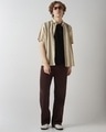 Shop Men's Beige & Brown Textured Oversized Shirt-Full