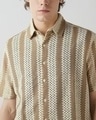 Shop Men's Beige & Brown Textured Oversized Shirt