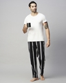 Shop Men's Black & White Striped Pyjamas-Full