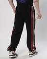 Shop Men's Black Striped Relaxed Fit Joggers-Full