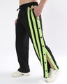 Shop Men's Black & Green Striped Relaxed Fit Track Pants-Front