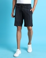 Shop Men's Black Striped Slim Fit Shorts-Front