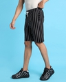 Shop Men's Black Striped Slim Fit Shorts-Full