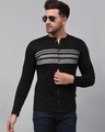 Shop Men's Black Striped Slim Fit Shirt-Front