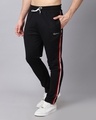 Shop Men's Black Striped Slim Fit Track Pants-Front
