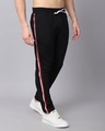 Shop Men's Black Striped Slim Fit Track Pants-Full