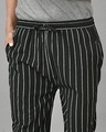 Shop Men's Black Striped Casual Pants-Full