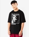 Shop Men's Black Sukuna Graphic Printed Oversized T-shirt-Front