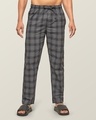 Shop Pack of 2 Men's Black & Blue Super Combed Checkered Pyjamas-Design