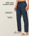 Shop Pack of 2 Men's Black & Blue Super Combed Checkered Pyjamas