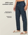 Shop Pack of 2 Men's Black & Blue Super Combed Checkered Pyjamas