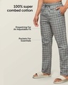 Shop Pack of 2 Men's Black Super Combed Cotton Checkered Pyjamas