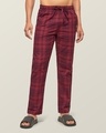 Shop Pack of 2 Men's Maroon & Black Super Combed Checkered Pyjamas-Design