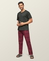 Shop Pack of 2 Men's Maroon & Black Super Combed Checkered Pyjamas