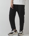 Shop Men's Black Super Loose Fit Cargo Joggers-Full