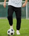 Shop Men's Black Super Loose Fit Cargo Joggers-Front