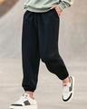 Shop Men's Black Super Loose Fit Joggers-Front