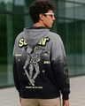 Shop Men's Black Super Surfer Ombre Graphic Printed Oversized Hoodies-Front