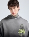Shop Men's Black Super Surfer Ombre Graphic Printed Oversized Hoodies