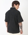 Shop Men's Black Superman Graphic Printed Oversized Acid Wash Polo T-shirt-Full