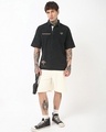 Shop Men's Black Superman Graphic Printed Oversized Acid Wash Polo T-shirt