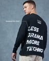 Shop Men's Black Techno Rave Graphic Printed Oversized T-shirt-Full