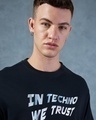 Shop Men's Black Techno Rave Graphic Printed Oversized T-shirt
