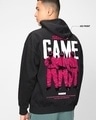 Shop Men's Black The Game Graphic Printed Oversized Hoodies-Full