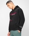 Shop Men's Black The Game Graphic Printed Oversized Hoodies